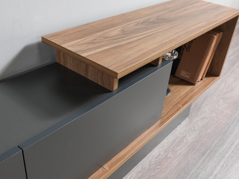 Home Canvas AshLine TV Unit with Wall Shelves | Modern TV Stand | Upto 75 inch TV - Image 3